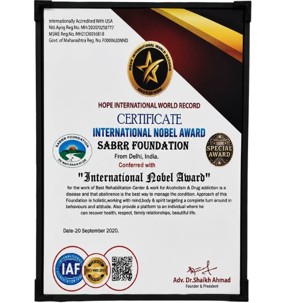 Certificate International Nobel Award