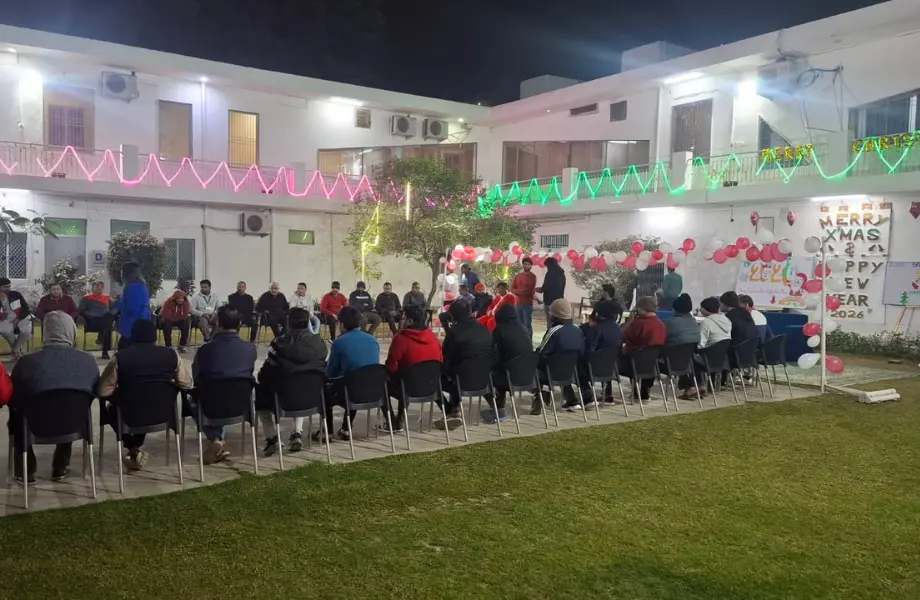 Patients celebrating Christmas and New Year 2026 at Sabrr Foundation's decorated campus